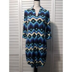 RACHEL Rachel Roy Collard Shirt Dress Women's Large Geometric Print Knee Length